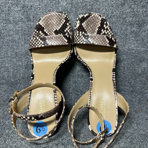 Michael Kors Snake Skin Print Block Heel Ankle Strap Sandals Size 6.5M - Picture 5 of 10